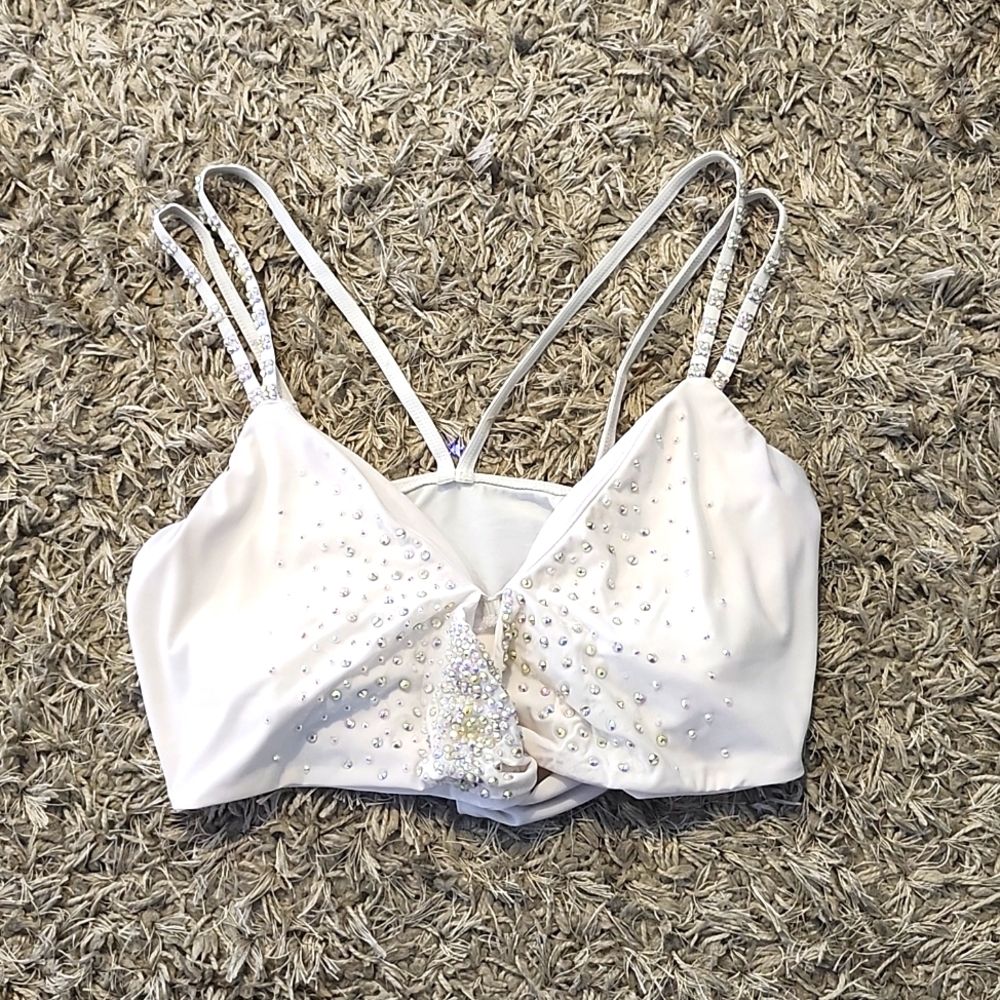 Rhinestone white dance top